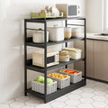 Kitchen Shelf, Floor-Standing Shelf, Shelf, Countertop Kitchen, Multi-Layer Large-Capacity Storage Rack, Multifunctional Pot Oven Microwave Rack 80 * 35 * 80cm Fourlayersofblack