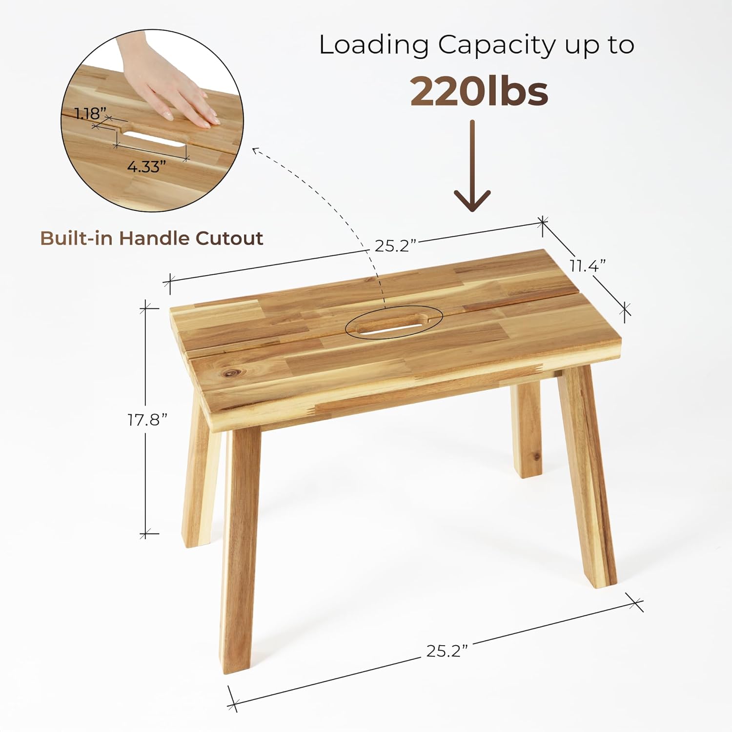 ARROWSTONE Solid Wood Bench for Entryway, Make Up Bench, Bed Bench, Dining, Plant Stand - Wooden Bench Indoor (26 inches)