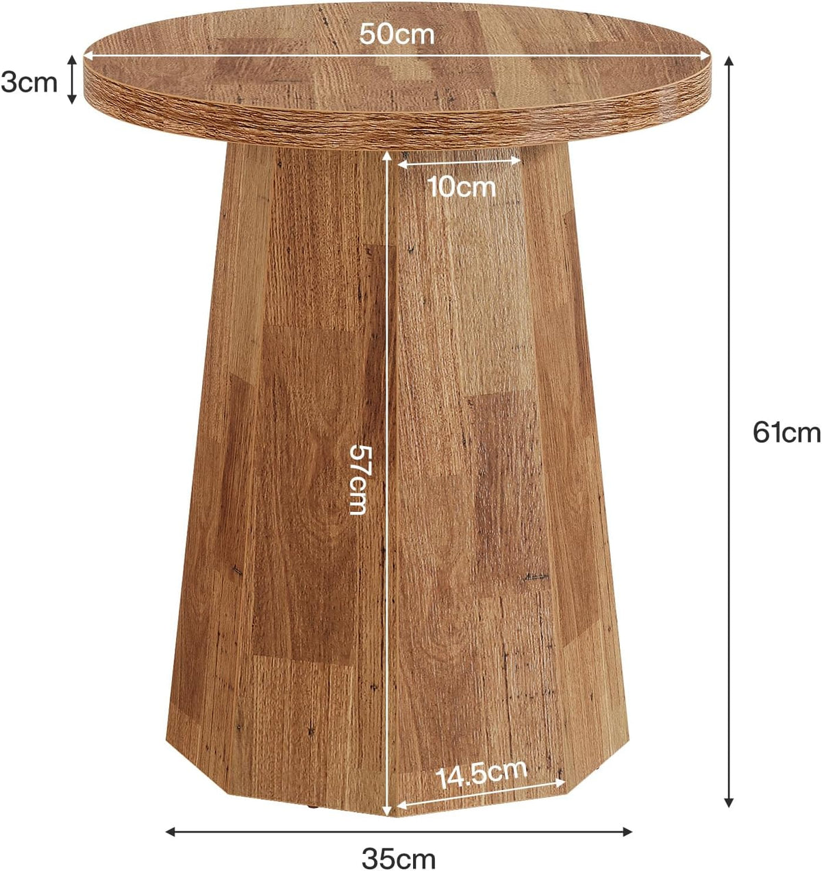 Tribesigns Round Pedestal End Table, Farmhouse Couch Side Table with Octagonal Base, Wooden Drink Stand Accent Nightstand(2, Walnut)