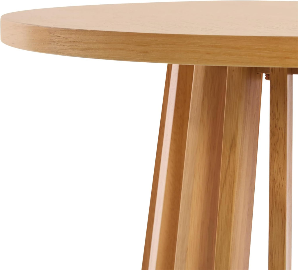SAFAVIEH Home Collection - Cassio Natural Brown Accent Table, Sculptural Modern Side Table, Flared Slatted Base (ACC9200B)
