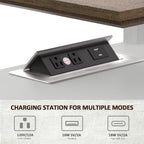HIFYOBRO 24''Tall White End Table with Charging Station, Adjustable Shelf & Storage, 21" Large Side Table, Modern Farmhouse Nightstand for Bedroom, Living Room, Office