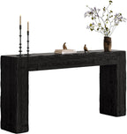 Solid Wood Console Table, 63-Inch Farmhouse Sofa Table Behind Couch for Entryway, Living Room, Foyer, Easy Assembly (Black)