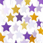 Purple-Lavender White-Gold Party-Decorations Star Garland - 62ft Streamers Hanging Banner,Girl Birthday Wedding Twinkle Twinkle Little Star Baby Bridal Shower Graduation Decor Hugtmr