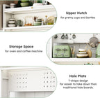 65'' Kitchen Pantry Storage Cabinet, Storage & Microwave Oven Countertop, Pantry Cabinets with 3 Doors and 4 Layers Hole Plate Versatile Storage for Kitchen, Living Room, Dining Room