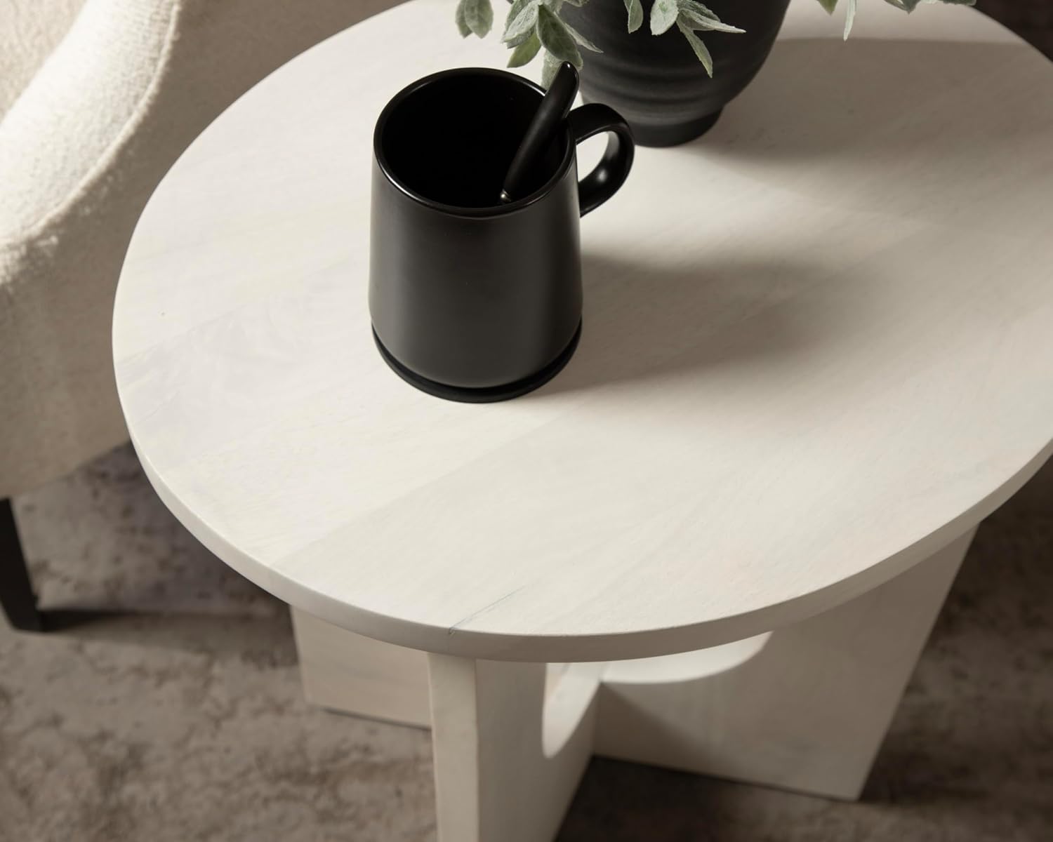Kate and Laurel Sureda Modern Wooden Oval Side Table; 20 x 16 x 22; Bleached Wood; Transitional Wood End Table for Use as Bedroom Nightstand or Living Room Plant Stand Table