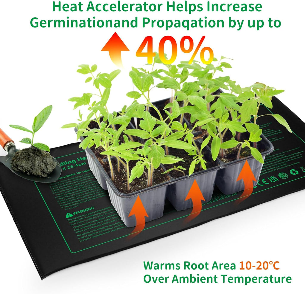 NAMOTEK Seedling Heat Mat, 10" x 20.75" Waterproof Plant Heating Mat, Warm Hydroponic Heating Pad for Indoor Home Gardening Seed Starter,Germination, Greenhouse
