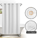 Extra Long Shower Curtain No Hooks or Liner Needed - Soft Microfiber 84" Long Fabric Shower Curtain Liner Set, Machine Washable & Water Repellent, White