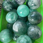 Large Green Fluorite Crystal Ball with Stand Natural Crystals Sphere Gemstone Ball Meditation Witchcraft Home Decor 80-90mm/3.1-3.5"