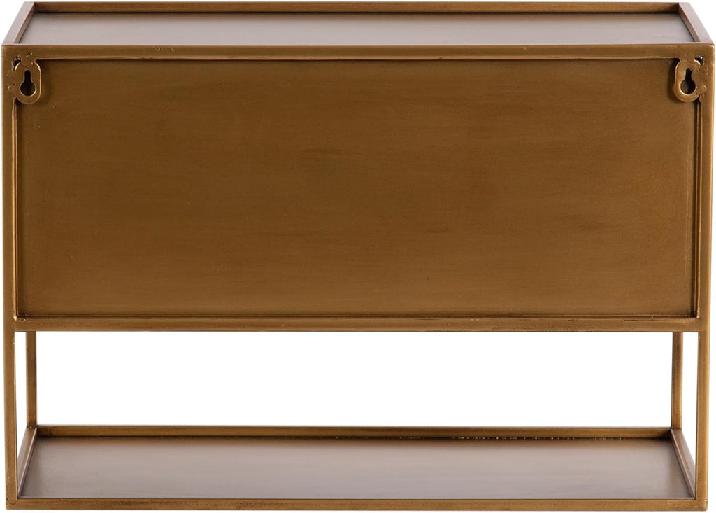 Kate and Laurel Nomi Modern Metal Floating Side Table with Storage, 18 x 10 x 12, Gold, Contemporary Tiered Floating End Table for Use as Wall Shelf for Small Spaces