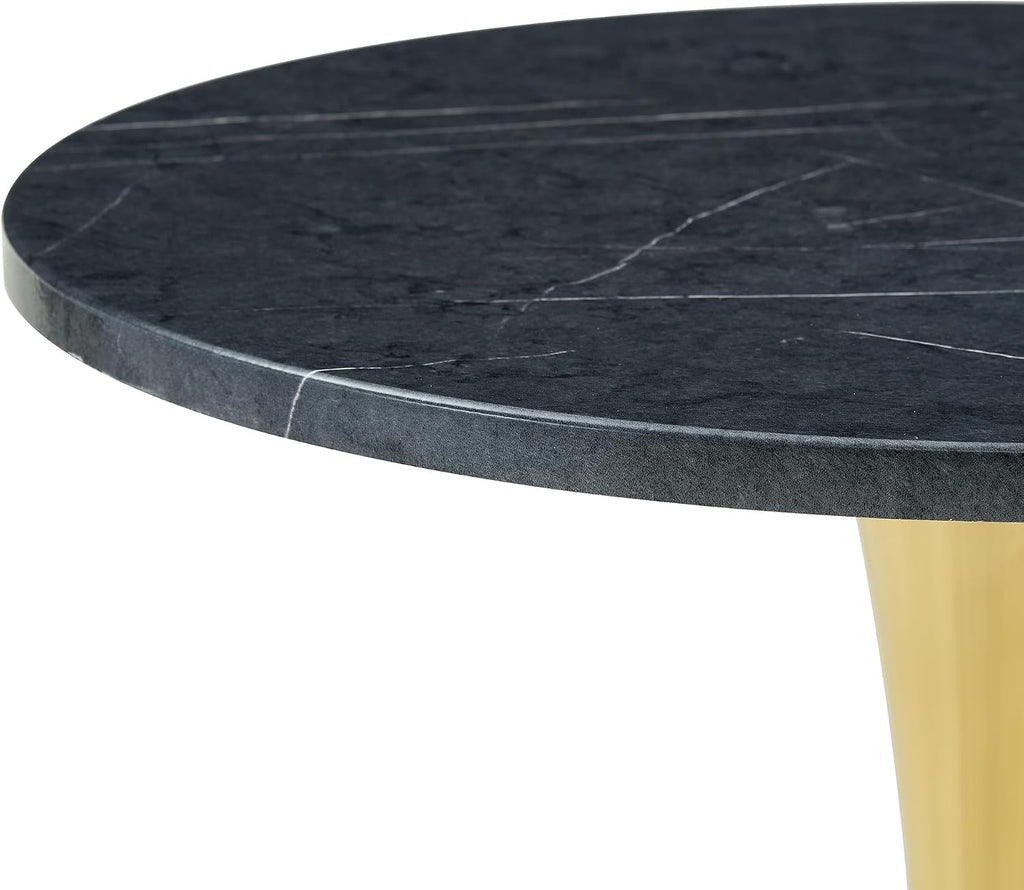 Round Dining Table, 23.6" Circle Tulip Table with Thickened Tabletop & Metal Pedestal, Mid Century Modern Bistro Table for Kitchen, Small Places, Living Room