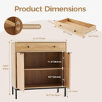 31 inch Sideboard Buffet Cabinet with Drawer, Modern Fluted Credenza with 2 Doors & Adjustable Shelf, Small Coffee Bar Storage for Kitchen, Entryway
