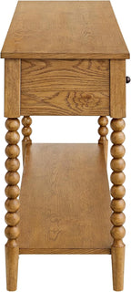 Pembroke 58” Cottage Sofa Console Table with Drawers & Lower Shelf Storage, Narrow Entryway Table or Dining Server with Levelers | Prairie Oak Natural