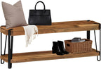 Ryegate 48-Inch Live Edge Acacia Wood & Metal Entryway Bench with Bottom Shelf – 2-Tier Rustic Industrial Wood Bench for Dining Room, Living Room, or Bedroom by Alaterre Furniture