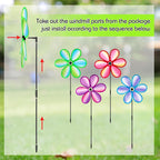 4PCS Wind Spinners for Yard and Garden 11 Inches Colorful Lawn Pinwheels Flower Wind Spinners Decorative Whirligigs Windmill Kids Toys for Garden Outdoor Decor Gifts