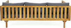 Christopher Knight Home Claremont Outdoor 3 Seater Acacia Wood Daybed with Fabric Water Resistant and Removable Cushions, Patio Garden Sofa with Slat Paneling Armrest and Back, Teak and Dark Grey