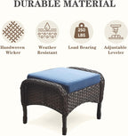 Belord Outdoor Ottomans for Patio Foot Rest - 25 Inch PE Wicker Foot Stool Set of 2 for Patio Furniture Sets,All Weather Rattan Ottoman for Balcony Deck Backyard Brown
