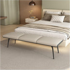 Modern Bedroom Bench Leathers, Upholstered End of Bed with Padded Seat and Metal Legs, Modern Indoor Footrest for Entryway Living Room, Bedrooms Entryway(Beige)