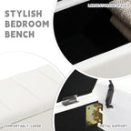 47.25'' Ottoman with Storage, End of Bed Storage Bench, Entryway Bench - Linen Upholstered Multi-Functional Footrest for Bedroom, Living Room, Dorm & Window Bench (A-White)