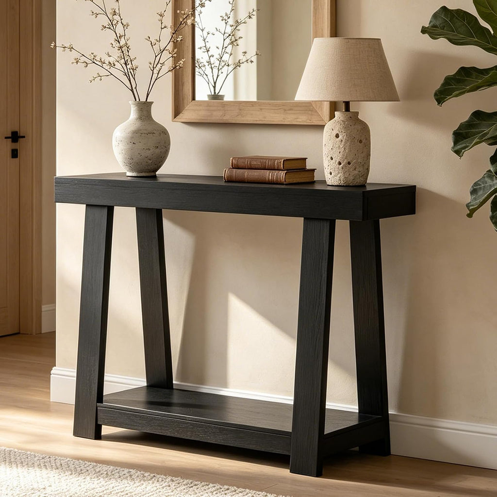 36" Narrow Console Table - 500lb Capacity 2-Tier Entryway Table, 2.6" Thick Top, Easy Clean & 15-Min Assembly, Sofa Table for Small Spaces