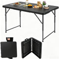 Dkeli Folding Table 4/6 Foot Indoor Outdoor Heavy Duty Plastic Table Portable Fold Up Desk Utility Camping Dining Party Table, Easy to Assemble, White (Black, 4 Foot)