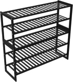 Shoe Rack Bamboo 5 Tier Shoe Organizer, Storage 20-25 Pairs for Closet Entryway, Stackable Large Tall Shoe Shelf Holder Stand Cubby for Door Hallway Bedroom Garage