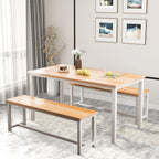 DKLGG Dining Table Set for 4, Wooden Kitchen Table with 2 Dining Bench | 47.2” Farmhouse Dining Room Table Set, Space Saving Table and Chairs Set for Small Space, Kitchen,Dining Room,Apartment