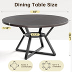 Concho 55" Round Dining Room Table for 6-8,Circle Kitchen Dining Dinner Table with Pedestal Metal Frame,Space Saving Wood Kitchen & Dining Room Furniture, Deep Grey