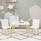 ALEVINE 3 Piece Square Back Kids Table Set | Kids wooden table and chair set with animal-themed chairs, designed for play, learning, crafts, and activities.