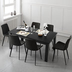 Giantex Dining Table for 6, Rectangular Kitchen Table with 330Lbs Capacity, Stable Structure, 63" L x 31.5" W x 30" H Large Farmhouse Center Tables for Dinner, Dinette, Dining Room, Black