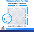 Filter King 25x42x1 Air Filter | 4-PACK | MERV 8 HVAC Pleated A/C Furnace Filters | MADE IN USA | Actual Size: 25 x 42 x .75"