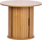 Modern Walnut End Table with Storage - Fluted Design Living Room Accent Table, Tall Bedside Nightstand & Sofa Side Table for Small Spaces, Dark Wood Finish (23.6" Wide, Natural)