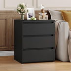 FOTOSOK Nightstands Set of 2, Black Nightstand with 3 Drawers for Bedroom | Black Nightstand Set of 2 for Bedroom, Handless Bedside Table with Silent Design, Side End Table for Small Spaces/Apartment