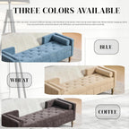 Aoiy & Wifon 64.57" W End of Bed Bench King Size, Upholstered Large Storage Ottoman Bench with Bolster Pillows & Armrest, Window Seat Bench for Living Room Bedroom, Chenille, Blue