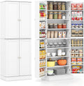 Giantex Kitchen Pantry Cabinet, 65.5" Tall Kitchen Hutch w/8-Tier Storage Cabinet, 16-Tier Door Shelves & Adjustable Shelves, 4-Door Freestanding Buffet Sideboard for Dining Room, Living Room, White