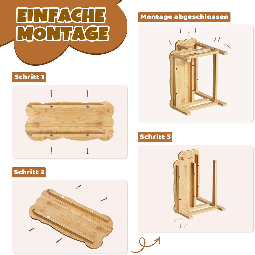 COSYLAND Tritthocker mit 2 Stufen | Kindertreppchen Schemel | Kindermöbel für Bad, Küche, Kinderzimmer ab 2 Jahre | Toilettenhocker (Natural)