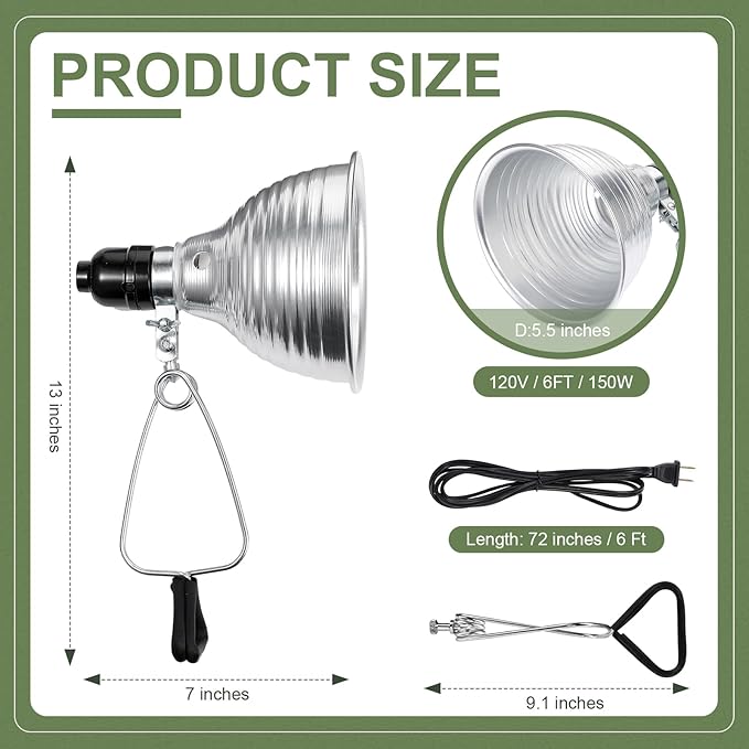 Macarrie 30 Pack 5.5 Inch Clamp Lamp Light with Aluminum Reflector, 6ft SPT-2 18awg Cord and Adjustable Stand Fixture E26 Socket, up to 150 Watt, with Bulb Guard