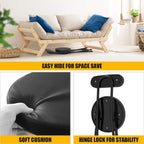 Folding Stool,Cushioned Padded Folding Stool 18.1 inch,Black Portable Heavy Duty Collapsible Padded Round Stool