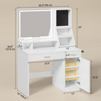 DWVO Vanity Desk with Mirror and Lights | Makeup Vanity Desk with Power Outlets & Jewelry Storage, 3 Light Modes, 2 Storage Drawers