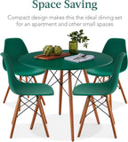 Best Choice Products 5-Piece Dining Set, Compact Mid-Century Modern Table & Chair Set for Home, Apartment w/ 4 Chairs, Plastic Seats, Wooden Legs, Metal Frame - Dark Green/Walnut