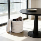 Get Set Style Modern Round Ottoman with Soft Padded Seat, Storage Vanity Chairs for Makeup, Upholstered Footrest Stool Ottoman Foot Stool for Living Room, Bedroom