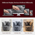Upholstered Tufted Accent Barrel Chair with 3 Pillows, Contemporary Round Lounge Club Sofa Chair, Leisure Armchair for Living Room Hotel Bedroom, Dark Gray Velvet