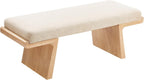 47.2" Natural Wood Bedroom Bench, Upholstered Entryway Bench, Modern End of Bed Ottoman with Soft Padded Seat & Solid Wood Frame for Dining Room and Living Room, Linen
