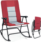 Giantex Camping Rocking Chair Foldable Oversized with Padded Armrest and Seat Folding Lawn Chair 350 lbs Weight Capacity for Outdoor, Patio, Lawn, Backyard, Garden Portable Chair (1, Red)