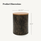 LuxenHome Round Side Table, 20" Black and Gold Metal Base with Wood Top,Small Accent Stool End Table for Small Place,Bedside Nightstand for Living Room, Bedroom, Office, Bathroom
