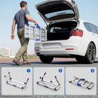 Loyoda Folding Work Platform for Adults, Portable Aluminum Step Stool 800lb | 14"-19.5" Adjustable Height, 12" x 31.5" Wide Platform for Garage, Painting, Reach High Shelves, Gardening, Car Wash