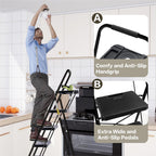 4-Step Ladder with Wide Anti-Slip Platform & Thick Rubber Feet | Heavy Duty Foldable & Portable | 330 lbs Capacity, Steel Frame, Rubber Handgrip, Folding Step Stool