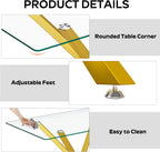 yeag Modern Rectangular Glass Dining Table Set for 4, 47" Clear Tempered Glass Kitchen Table with Gold Metal Legs & 4 White PU Faux Leather Upholstered Dining Chairs for Home, Dining Room, Office