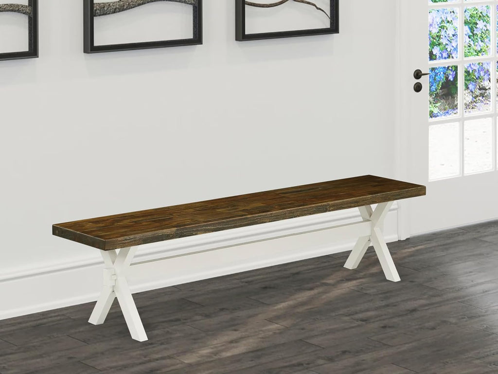 East West Furniture XB077 X-Style Modern Dining Bench with Wooden Seat, 72x15x18 Inch, Multi-Color