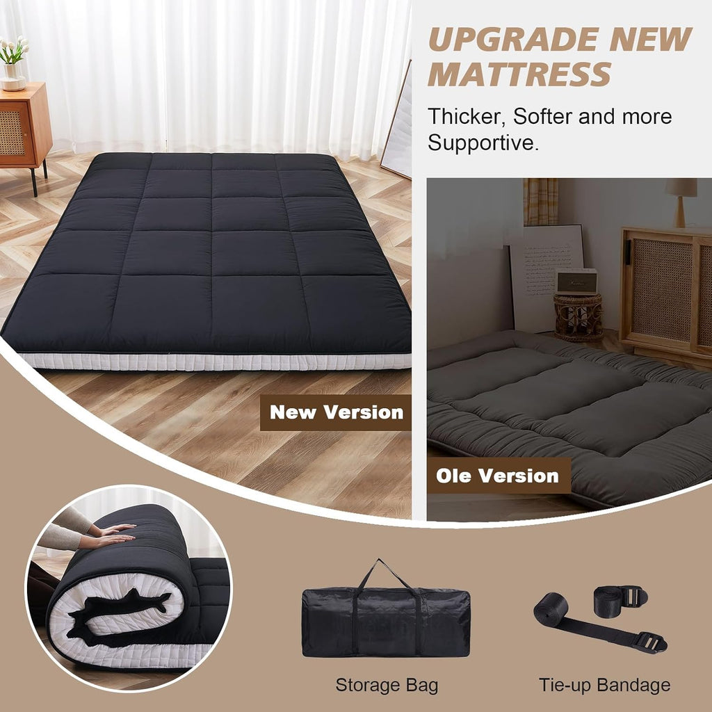 Japanese Floor Mattress - Extra Thick Foldable Twin Size Futon Mattress - Memory Foam Sleeping Pad for Adults - Tatami Mat Suitable for Camping & Guest