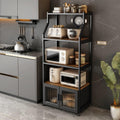 Kitchen Pantry Storage Cabinet Environmentally Friendly Particle Board Silent Hinge + Glass Door Storage Design for Kitchen Dining Living Study Room, Black(50 * 44 * 165cm)